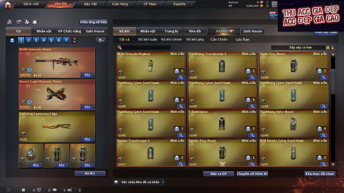 shop acc cf uy tin gia re